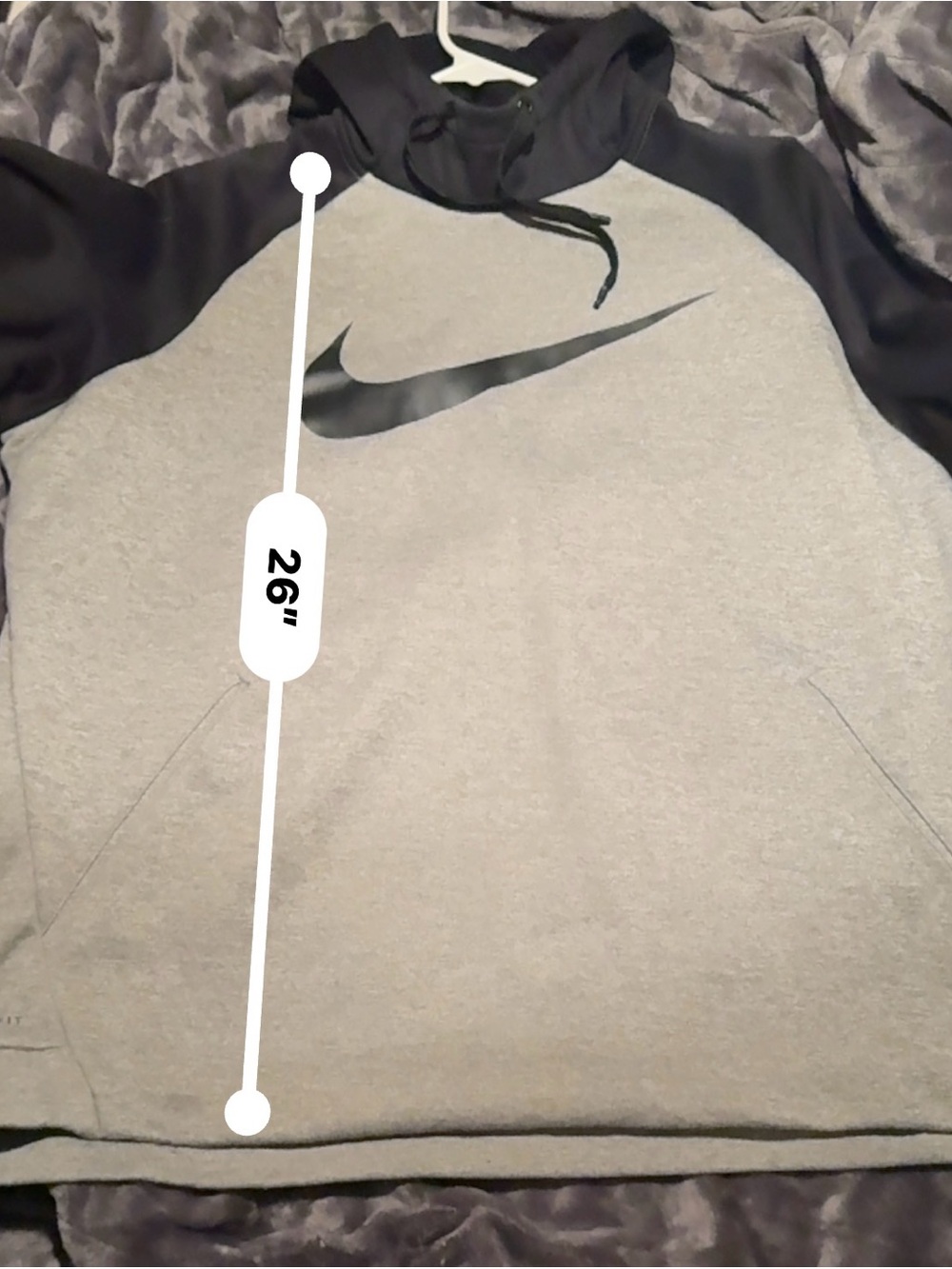 Nike Grey Body Black Sleeve Pullover Hoodie